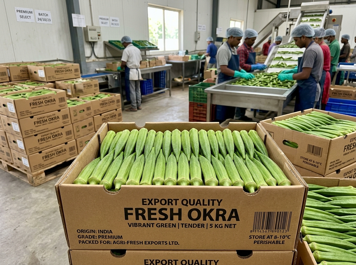 Export Quality Fresh Green Okra Ladyfinger